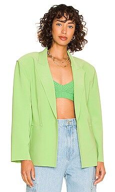 Norma Kamali Single Breasted Jacket in Gemini Green from Revolve.com | Revolve Clothing (Global)