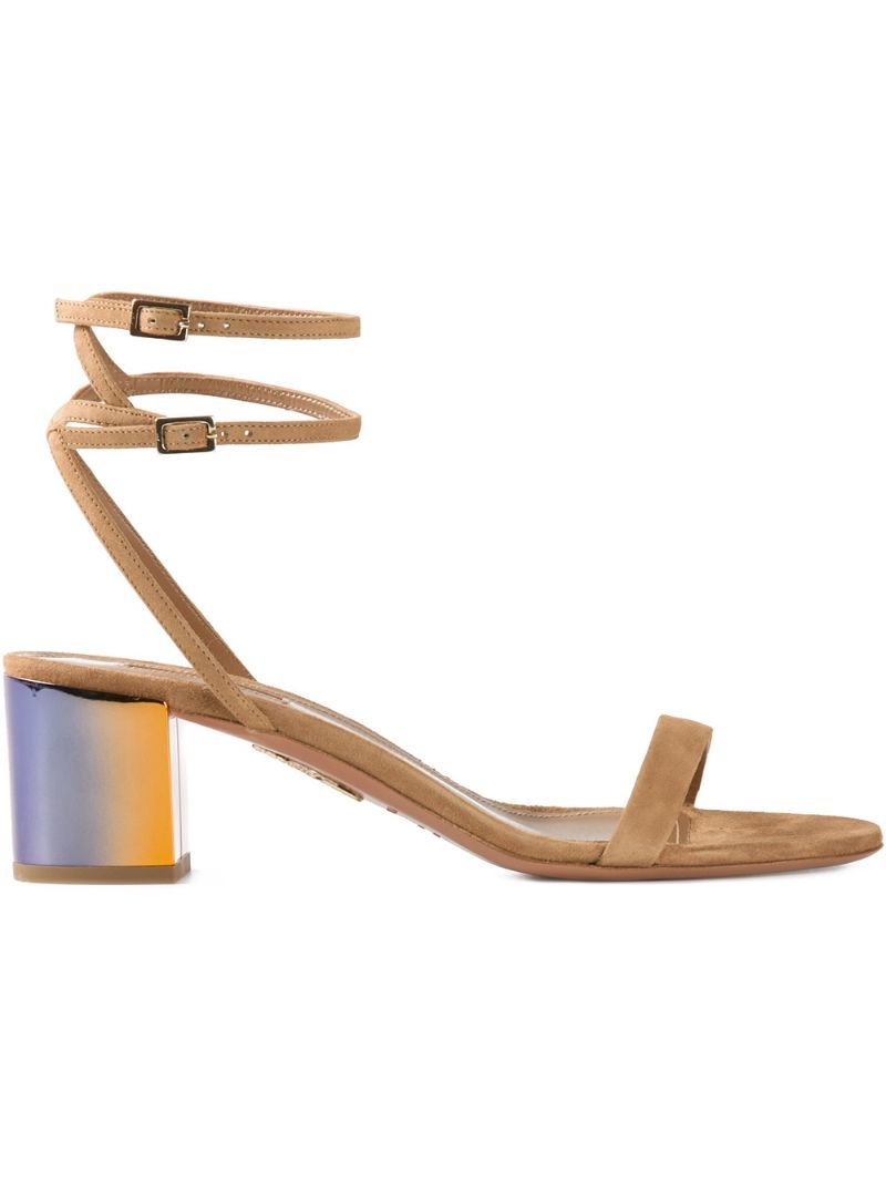 AQUAZZURA iridescent block heel sandals | FarFetch US