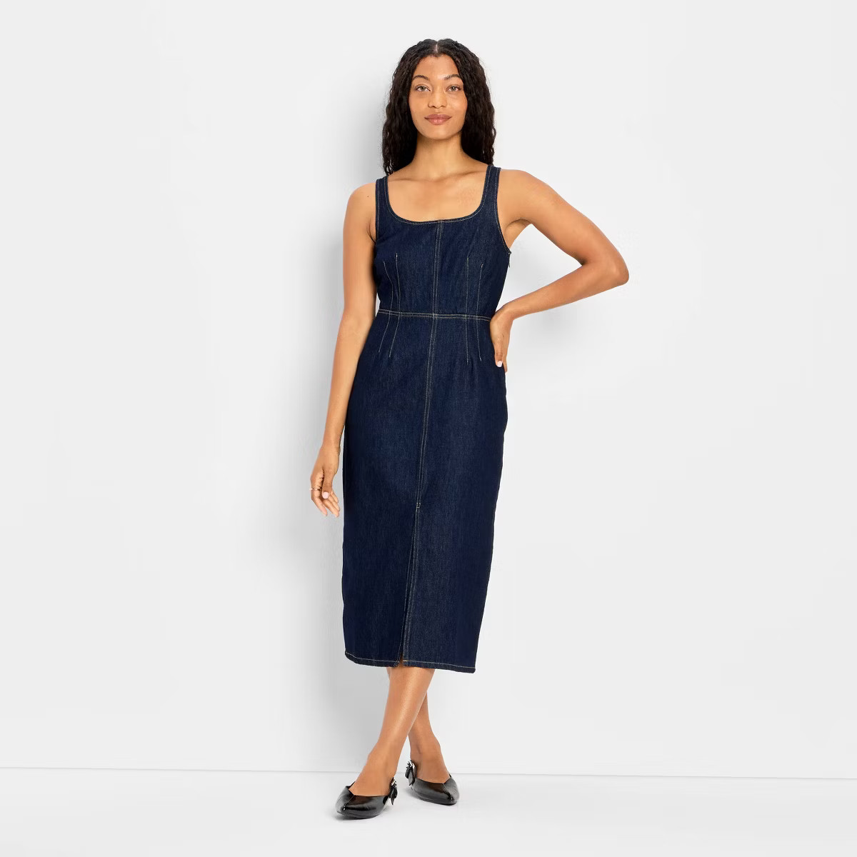 Women's 90's Denim Midi A-Line Dress - Future Collective Dark Wash | Target