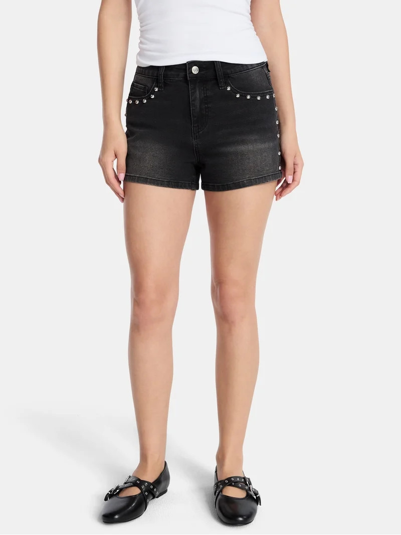 Madden NYC Women\u2019s Studded Denim Shorts, Sizes 00-18 | Walmart (US)