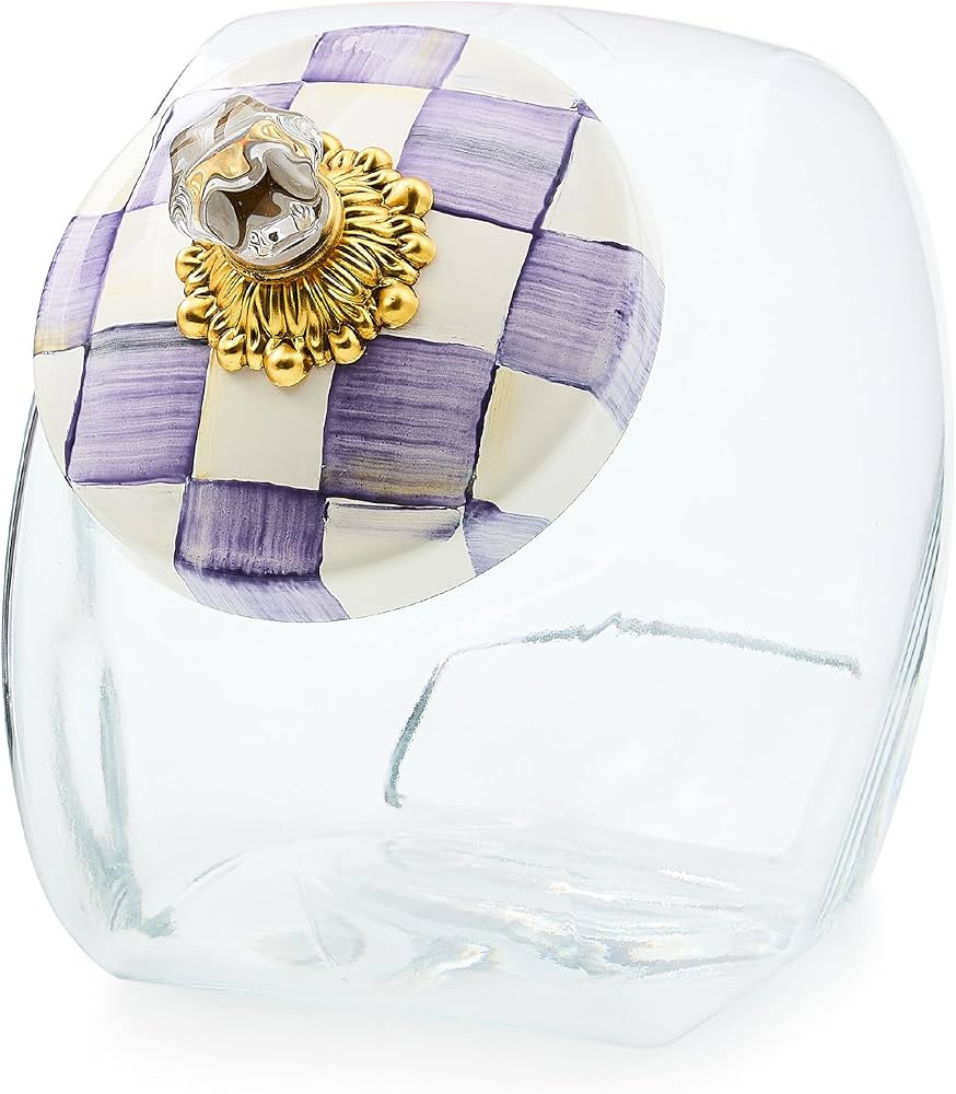 MACKENZIE-CHILDS Sweets Jar with Enamel Lid, Small Glass Cookie Jar or Kitchen Container, 0.5-Gal... | Amazon (US)