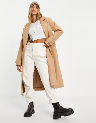 River Island longline duster coat in camel | ASOS (Global)