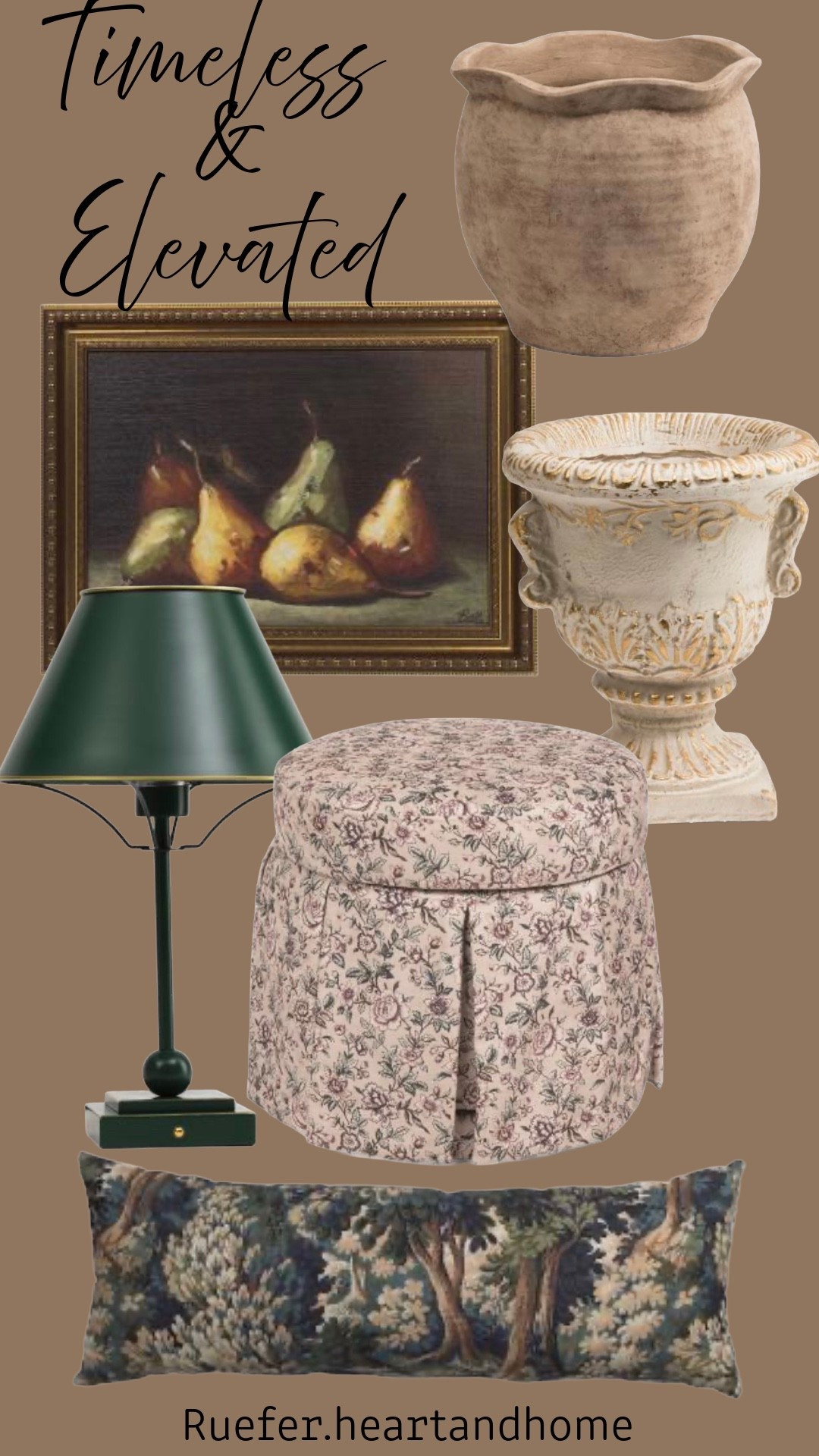 Found some amazing finds!!! Upholstered round skirted ottoman, metal task lamp, urn, clay pot, vase, framed still life art, tapestry pillow

#LTKSaleAlert #LTKSeasonal #LTKHome