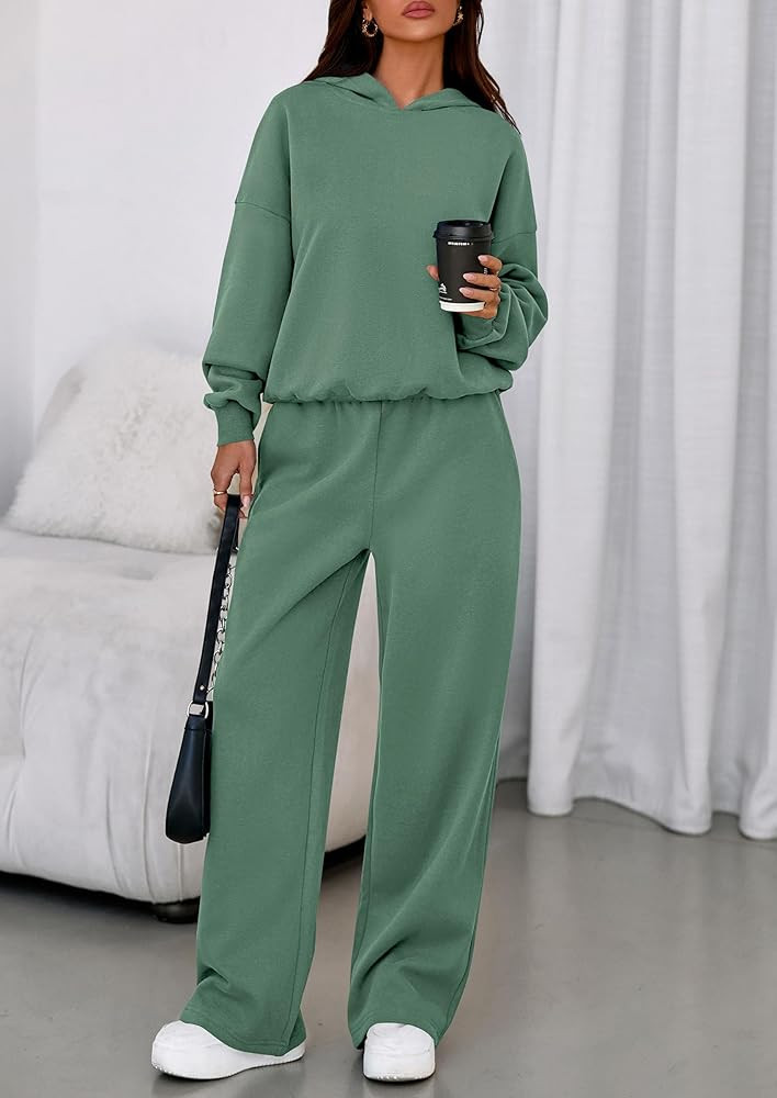 PRETTYGARDEN Womens Sweatsuits 2 Piece Set 2026 Casual Winter Long Sleeve Hoodie Loose Wide Leg S... | Amazon (US)