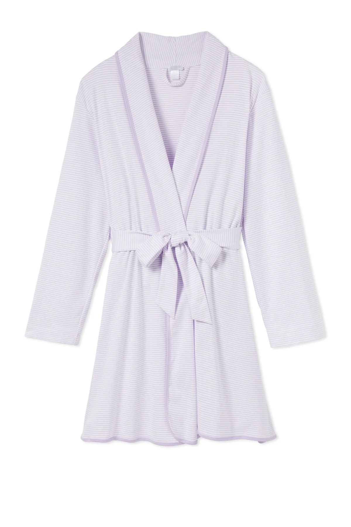 Pima Short Robe in Wisteria | LAKE Pajamas