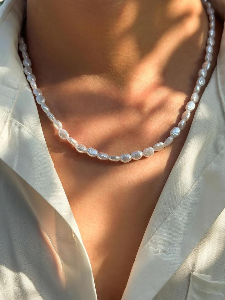 Modieuze en populaire mannen faux parel decor kralen ketting legering voor sieraden cadeau en voo... | SHEIN