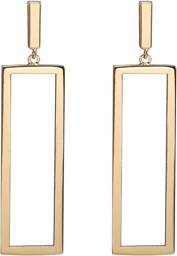 Amazon.com: Gold Rectangle Geometric Drop Dangle Earrings for Women Girls Fashion Prom Jewelry: C... | Amazon (US)