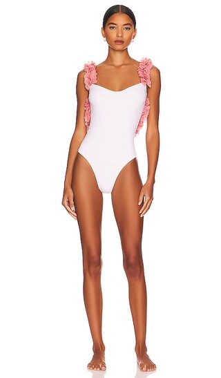 Amira One Piece in White & Pink | Revolve Clothing (Global)