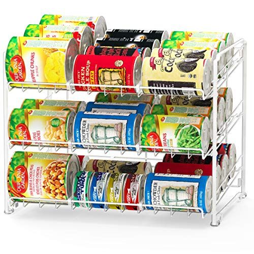 SimpleHouseware Stackable Can Rack Organizer, White | Amazon (US)