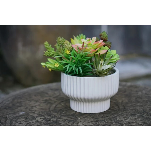 Better Homes & Gardens Pottery 8" Fischer Ceramic Planter, White | Walmart (US)
