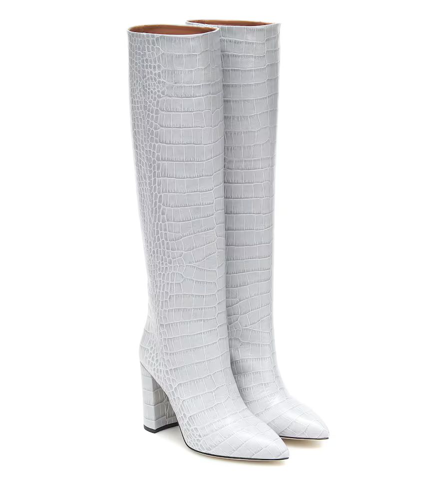 Croc-effect leather knee-high boots | Mytheresa (US/CA)