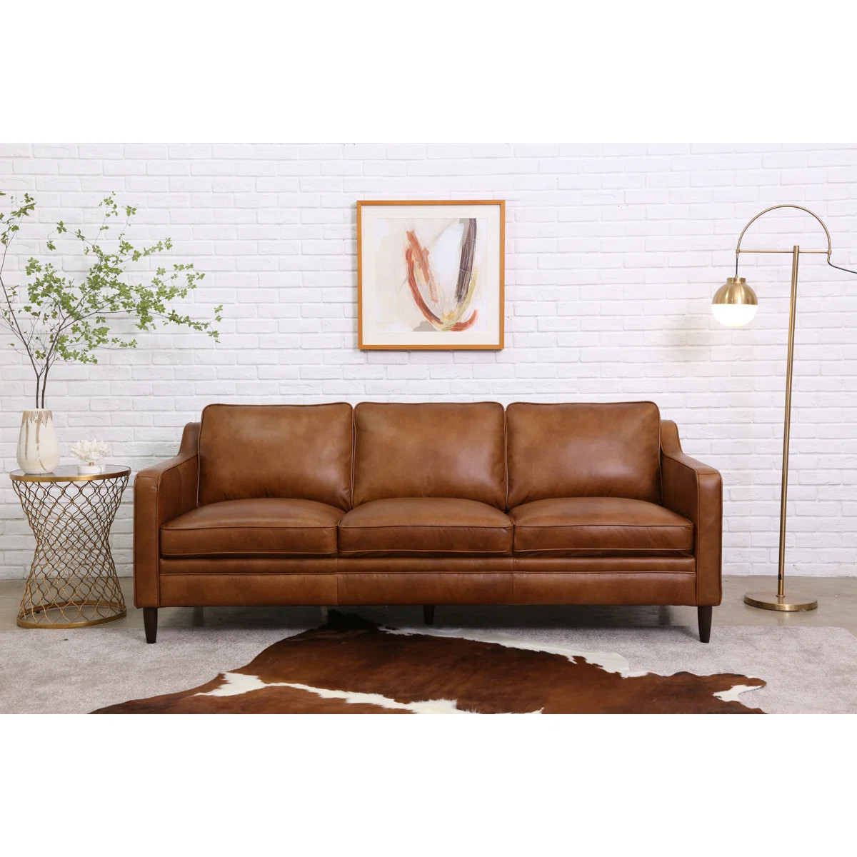 Leyla Genuine Leather Square Arm Sofa | Wayfair North America