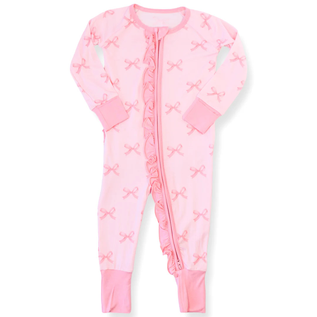 Bella Bow Ruffle Bamboo Footie | Lillie & Lilah