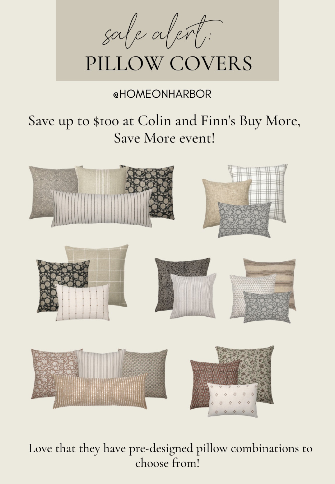 Colin and Finn pillow cover sale! Up to $100 off. Throw pillow combinations, fall pillows. 

#LTKsalealert #LTKhome