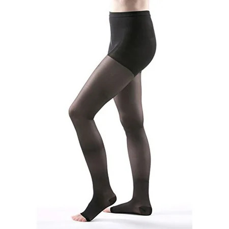 Allegro 20-30 mmHg Essential 32 Sheer Open Toe Pantyhose (Black) Queen Plus | Walmart (US)