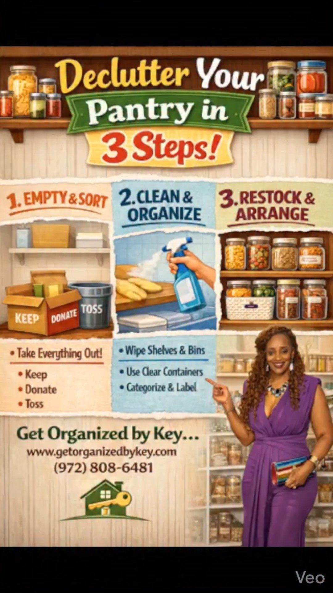 Using my AI Twin to promote my business. Check out my advice on how to declutter and arrange in 3 safe steps! Here are way's to transform your pantry, If you need us call us today at (972)808-6481 or book online www.getorganizedbykey.com

#LTKU #LTKHome #LTKActive