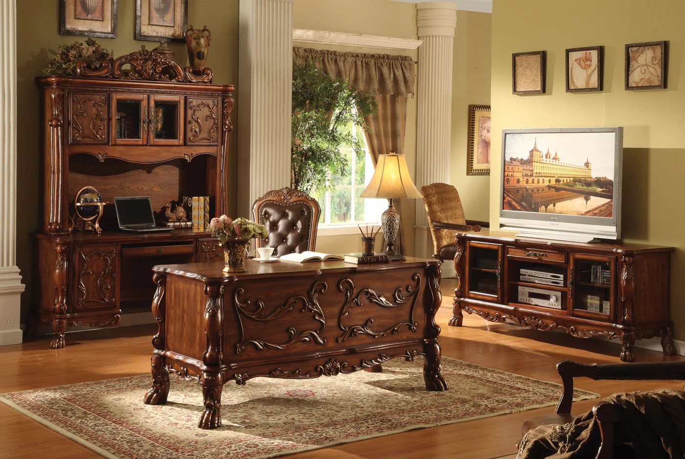 Acme Dresden Office Desk and Bookcase Set | 1stopbedrooms