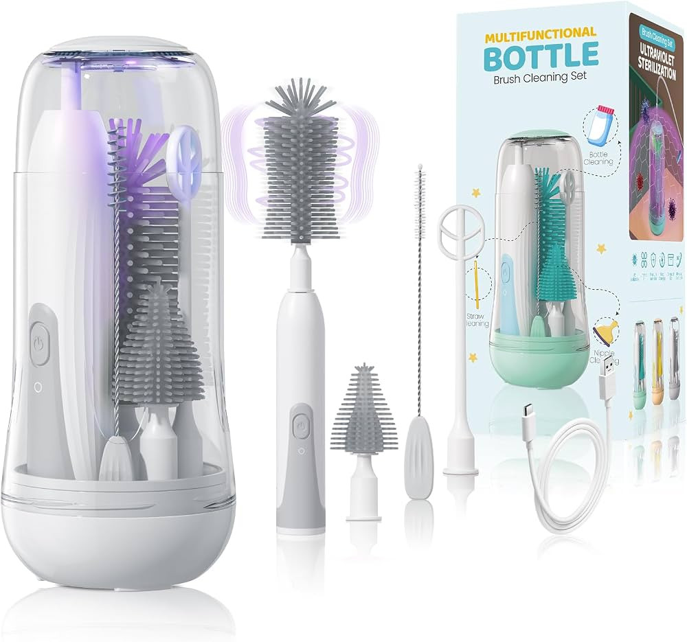 Electric Travel Baby Bottle Brush Set with Storage Box, Automatic Bottle Cleaner Brush Kit with S... | Amazon (US)