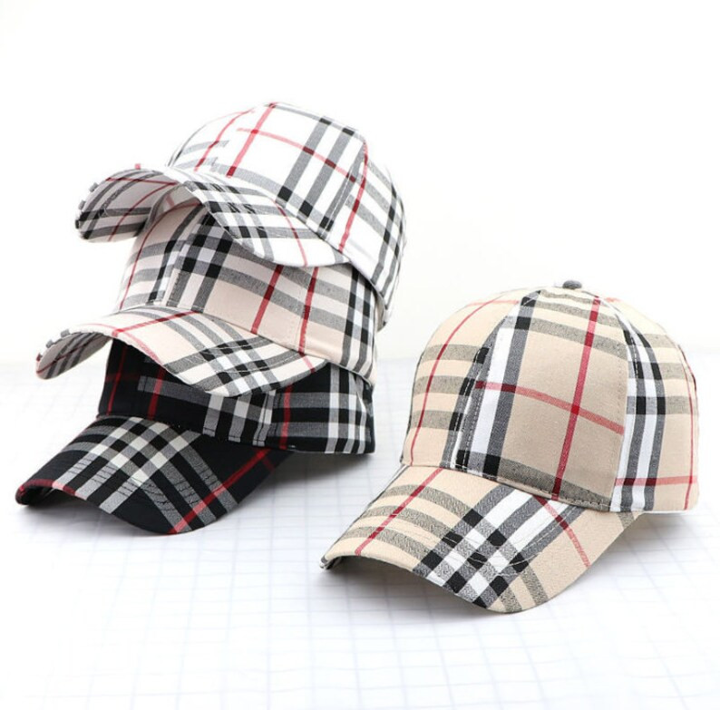 ins student baseball cap British plaid wild fashion cap male sunshade couple hat skull | Etsy (US)