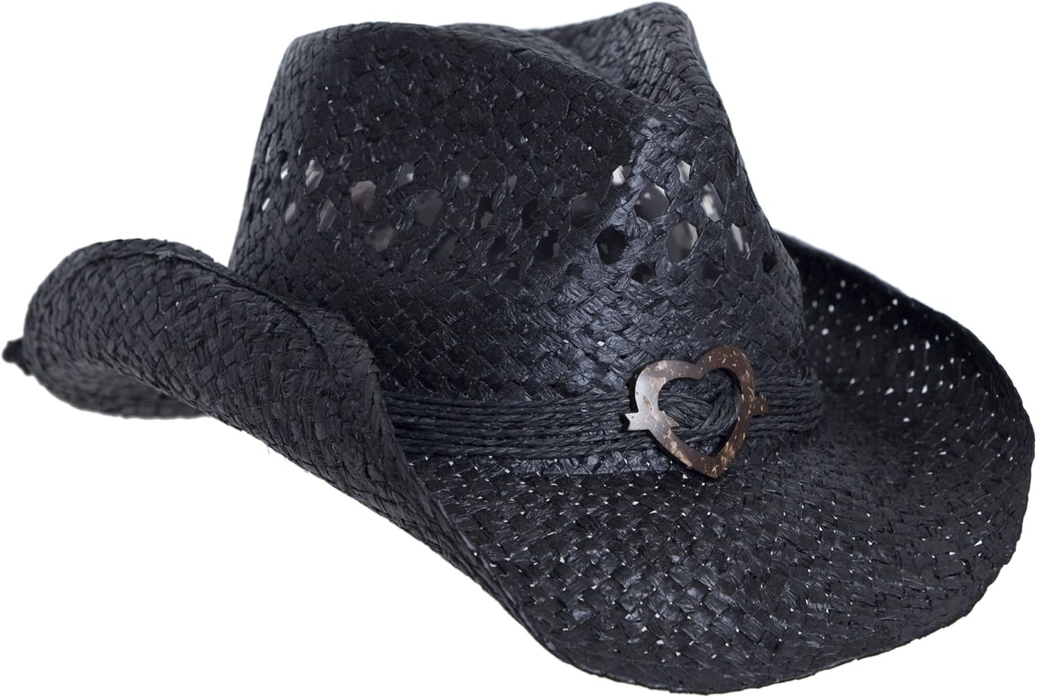 Boho Hip Cowboy Hat with Heart Concho, Natural Toyo Straw, Shapeable Brim | Amazon (US)