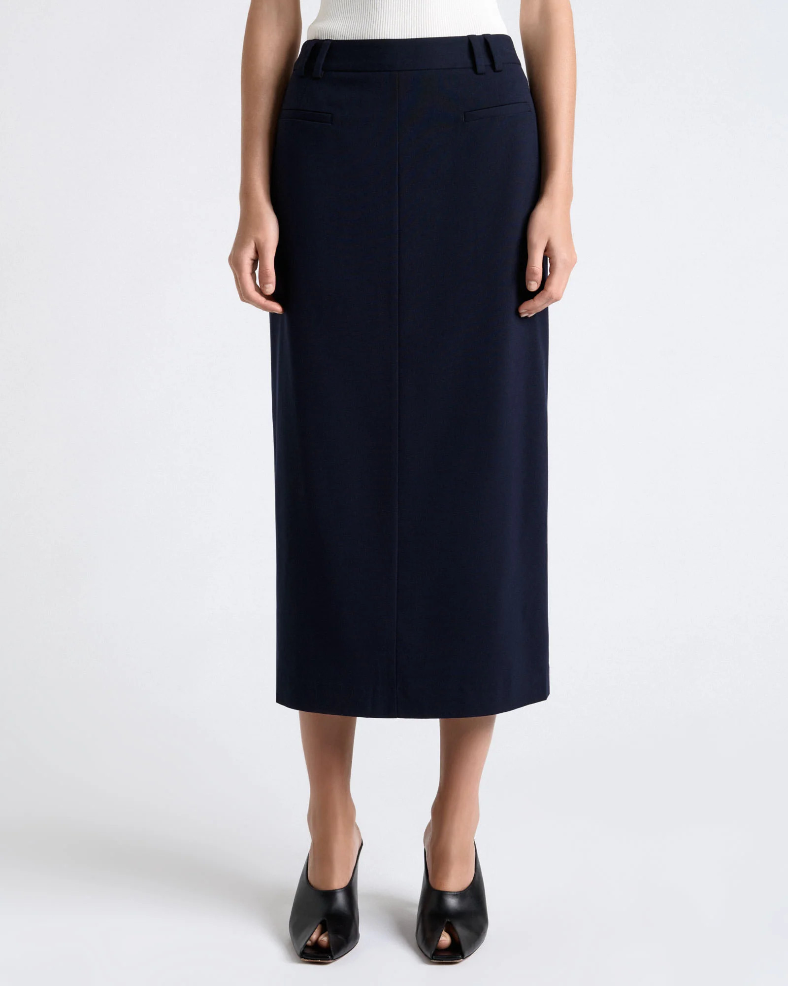 Stretch Suiting Pencil Midi Skirt | Cue AU