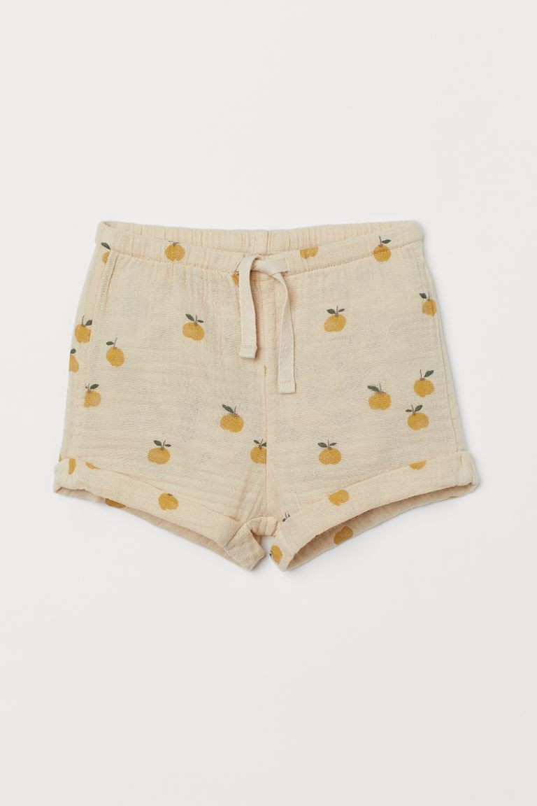 Baby Exclusive. Shorts in soft, woven organic cotton fabric with an elasticized drawstring waistb... | H&M (US + CA)