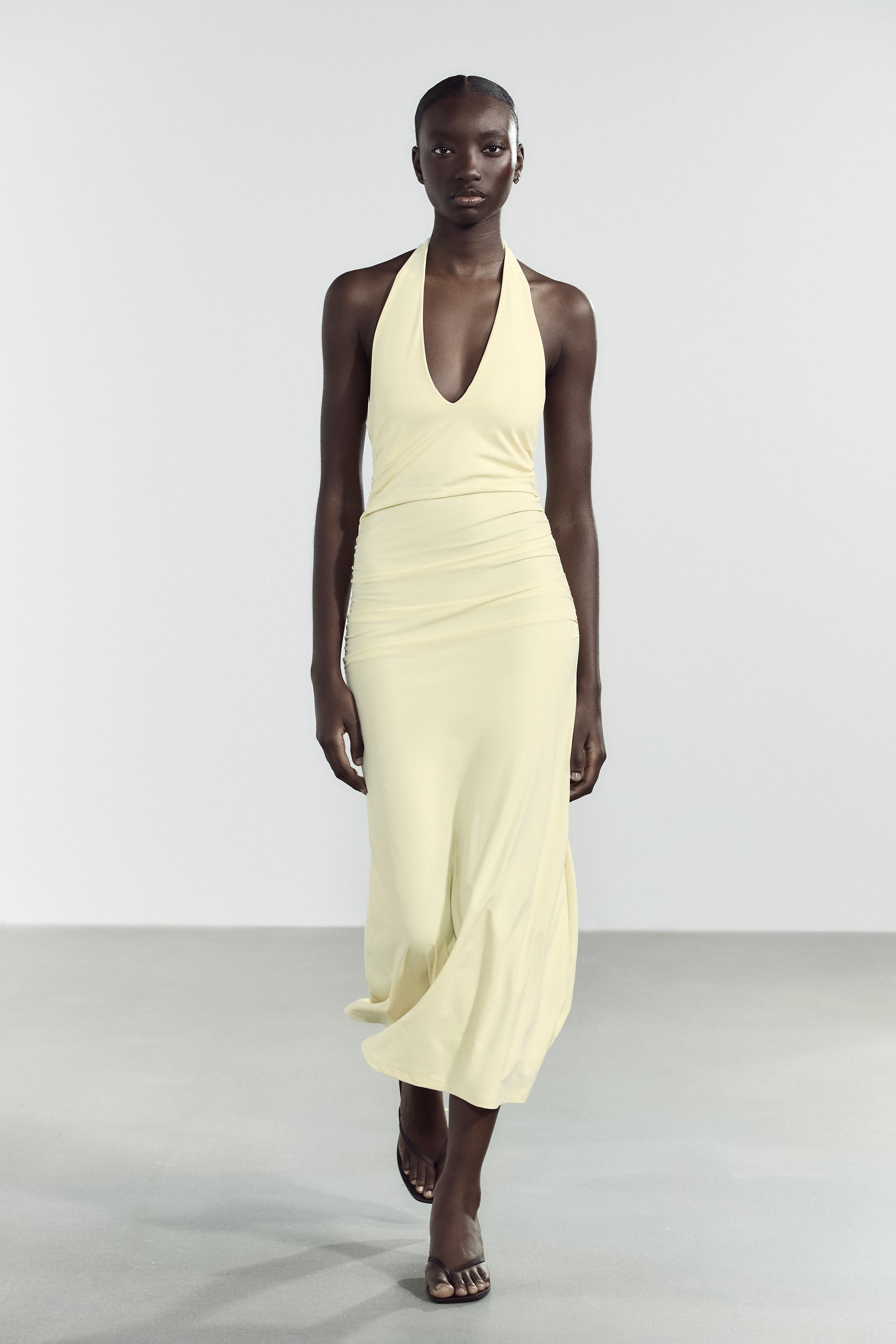 HALTER POLYAMIDE MAXI DRESS | Zara US