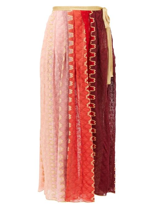 Missoni Mare - Wraparound Knitted Midi Skirt - Womens - Pink Multi | Matches (US)