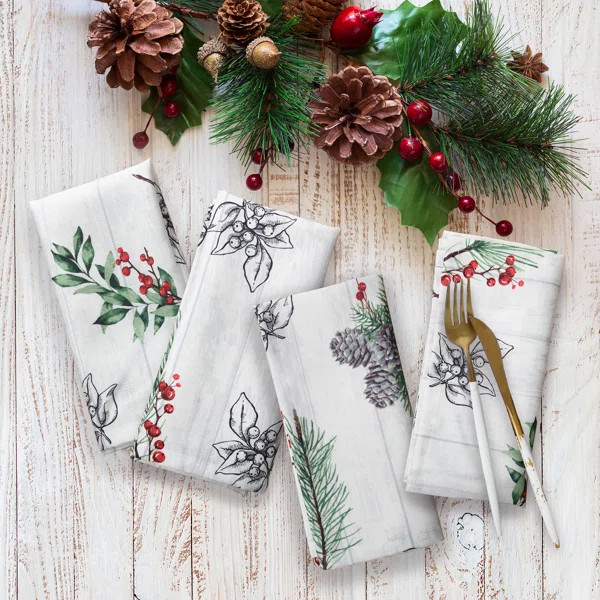 Kewel Farmhouse Holiday Napkins (Set of 4) | Wayfair North America