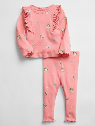 Baby Ribbed-Knit Ruffle Top Outfit Set | Gap Factory
