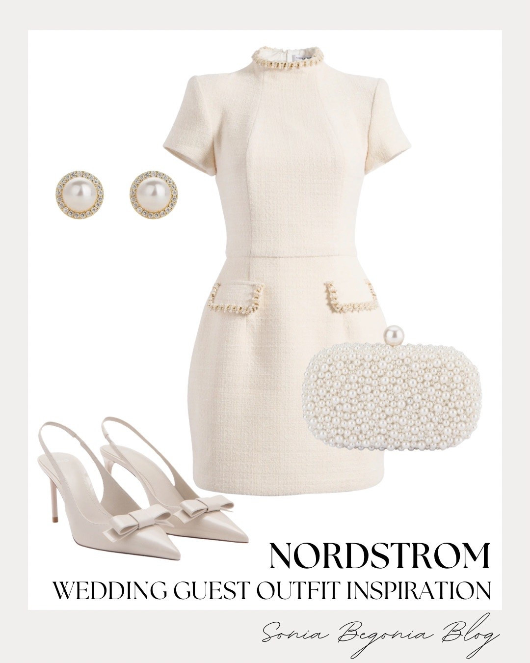 I am completely in love with this chic cream dress from Nordstrom! The classic tweed texture is beautifully paired with a matching pearl-embellished clutch, sparkling pearl earrings, and timeless bow slingback heels. 🤍✨

It makes such an elegant and polished statement look.

#NordstromStyle #ClassyOOTD #TweedDress #ElegantFashion

#LTKootd #LTKWedding