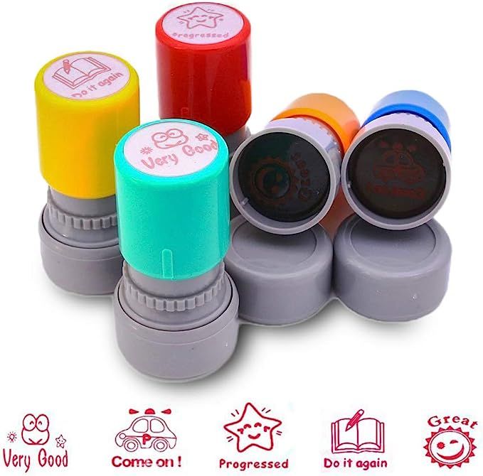 5pcs Teacher Stamps for School,Self-Inking Rubber Stamps School Stamps for Kids Education Teacher... | Amazon (US)