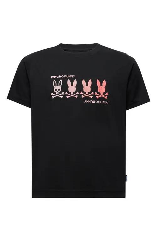 Psycho Bunny Kids' Oceania Embroidered Pima Cotton T-Shirt in Black at Nordstrom | Nordstrom