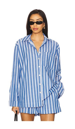 Braxton Button Down in Coastal Blue Stripe | Revolve Clothing (Global)