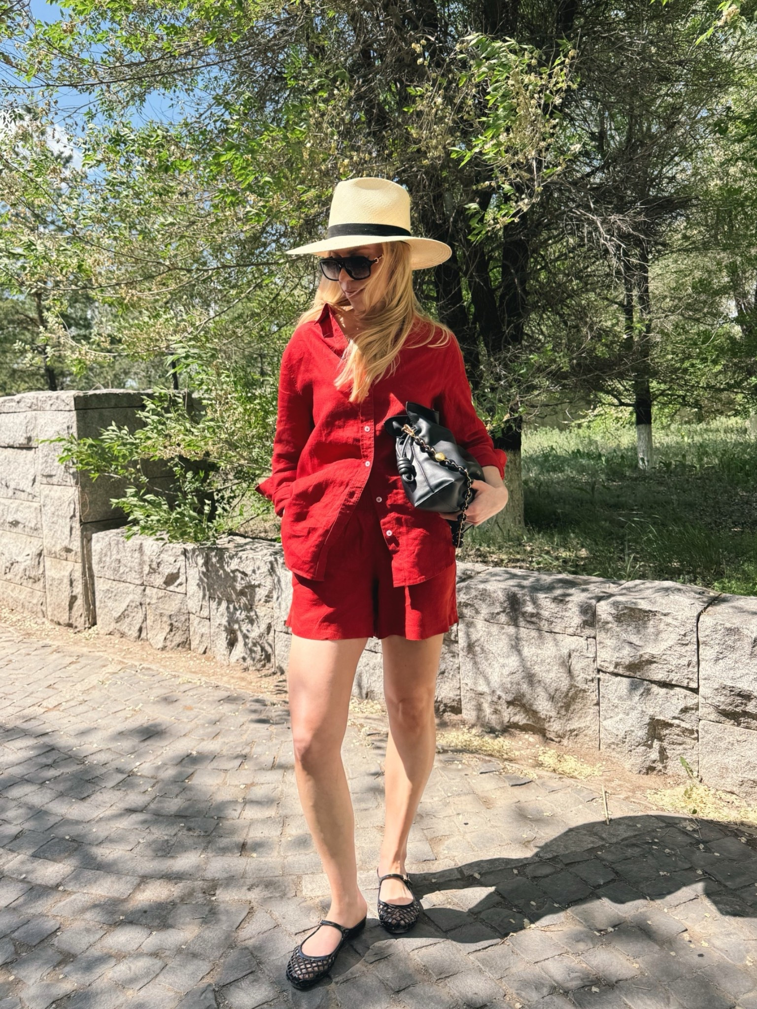Summer vacation outfit, linen set, bright red, Amazon jelly shoes, beach vacation look

#LTKTravel #LTKSeasonal #LTKSaleAlert