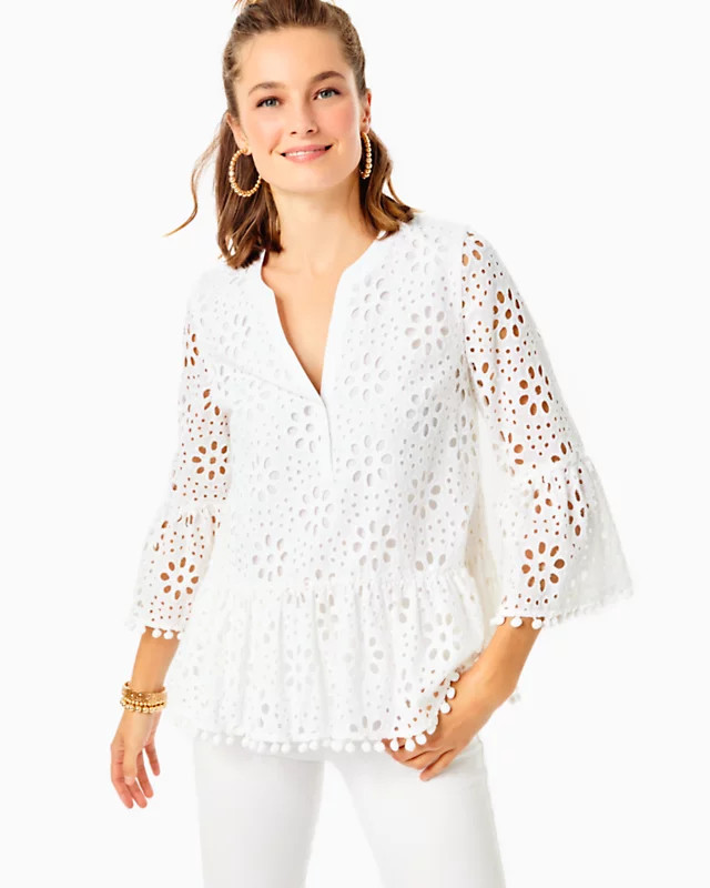 Bekah 3/4 Sleeve Eyelet Top | Lilly Pulitzer