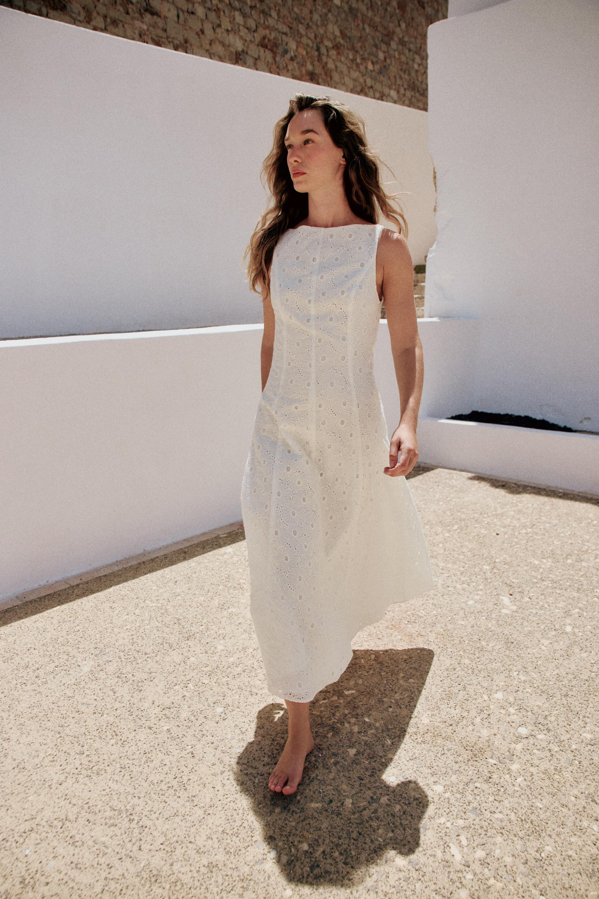 EMBROIDERED EYELET MIDI DRESS | Zara US