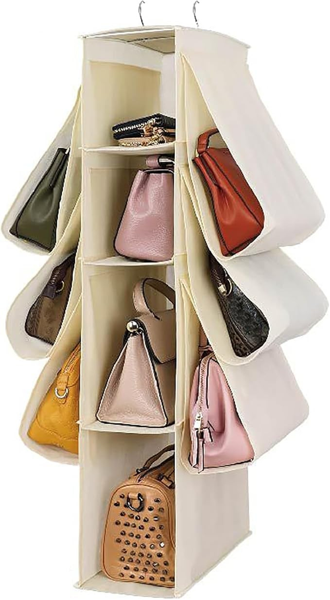 Grebest Heavy-Duty Hanging Bag Handbag Organizer Space Saving 10 Compartments with Heavy Duty Hoo... | Amazon (US)