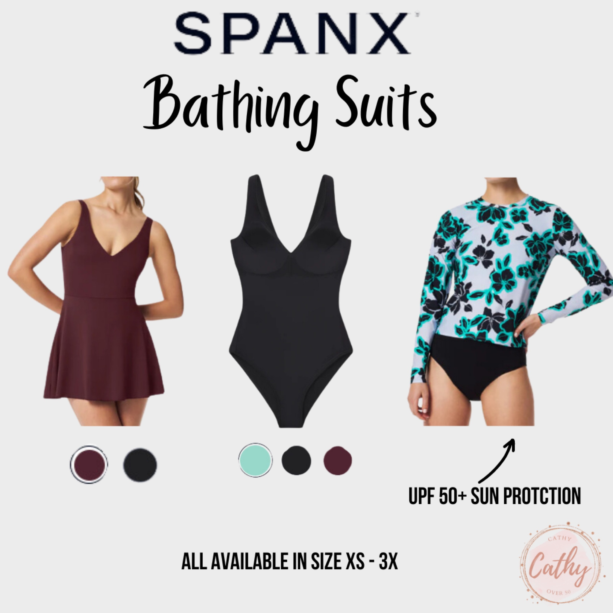 Spanx has swimwear, sizes XS - 3X.
#swimwear
#bathingsuits
#UPF
#swimdress
#plussizepetite
#plussize
#petitefashion
#over50
#ltkover50

#LTKover40 #LTKplussize #LTKswim