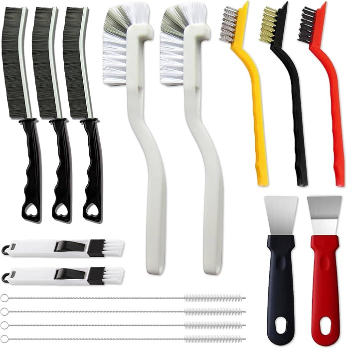 16Pcs Crevice Cleaning Brush Set, Hard Bristle Scrub Brushes for Gaps | Amazon (US)