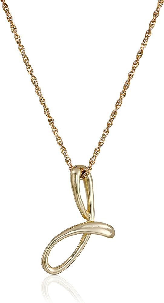 14k Gold Over Sterling Silver "J" Cursive Initial Pendant Necklace, 18" | Amazon (US)