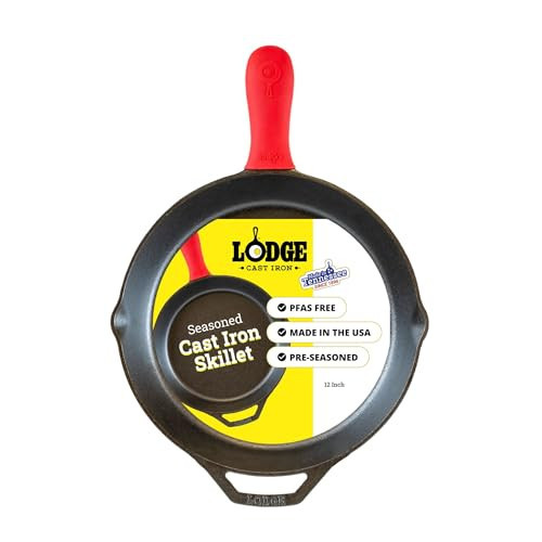 Lodge Seasoned Cast Iron Skillet - Quality Frying Pan for the Stove, Oven, Grill & Campfire - Includes Silicone Hot Handle Holder - Non-Toxic, Nonstick & Long-Lasting - 12 Inches | Amazon (US)