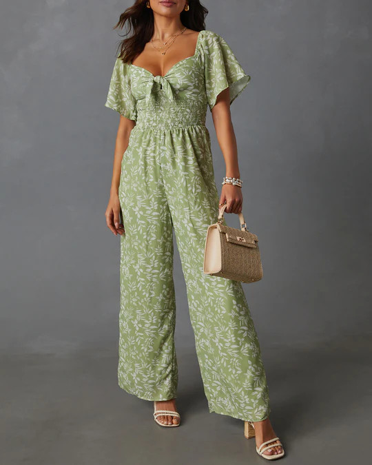 Primrose Floral Smocked Tie Front Jumpsuit | VICI