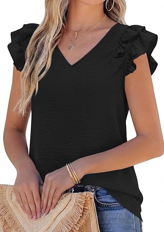 PRETTYGARDEN Blouses for Women Dressy Casual Summer Going Out Tops 2026 Spring Business Work V Ne... | Amazon (US)