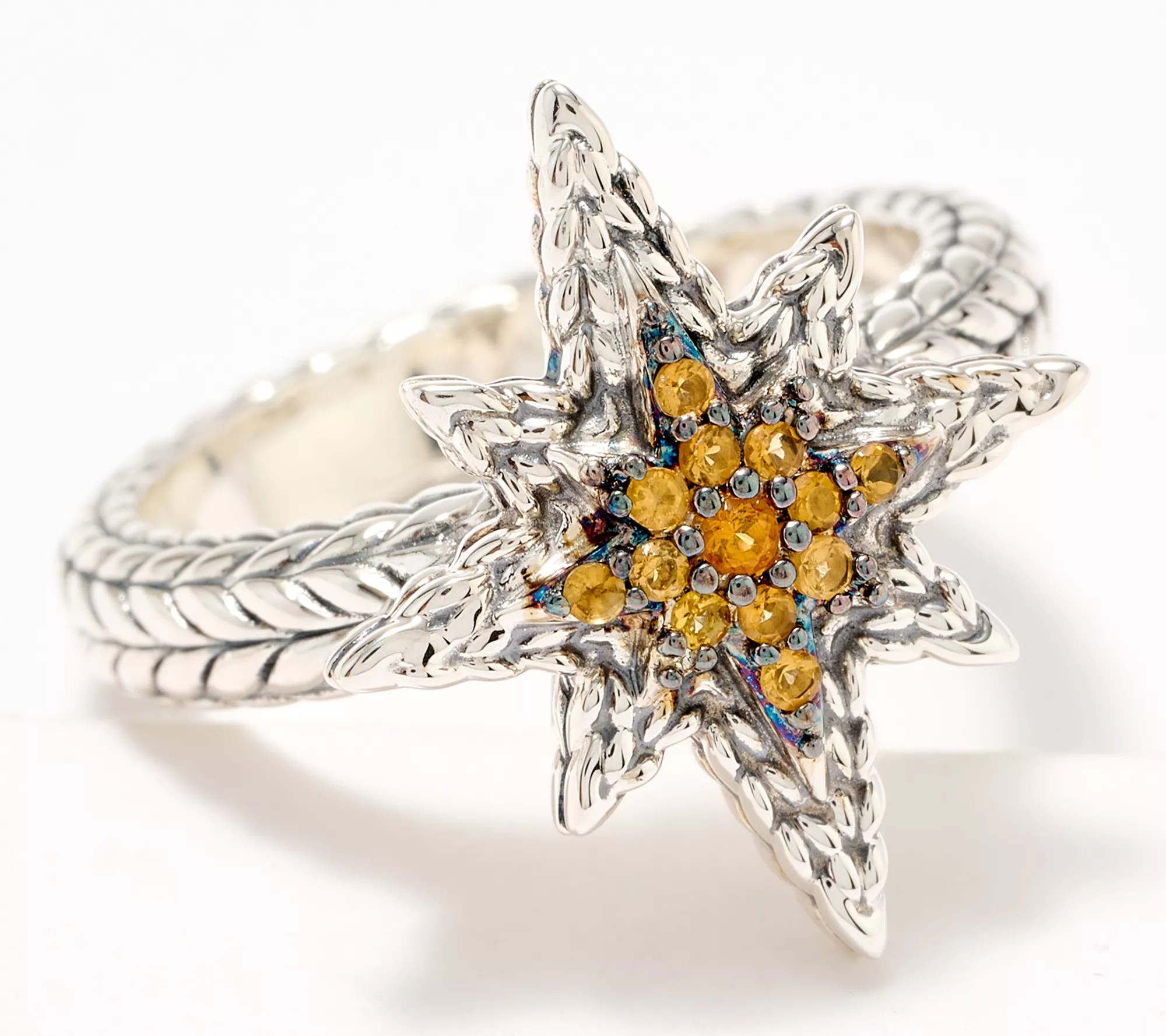 JAI Sterling Silver Pave Gemstone Symbols of Love Ring | QVC