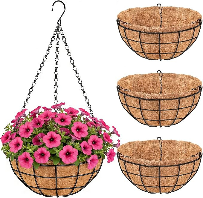 Amazon.com: 16 Inch Hanging Planters for Outdoor Plants,4 Pack Large Hanging Baskets for Plants O... | Amazon (US)
