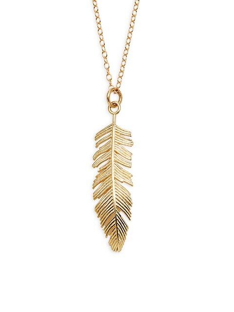 Feather 14K Yellow Gold Pendant Necklace | Saks Fifth Avenue OFF 5TH (Pmt risk)