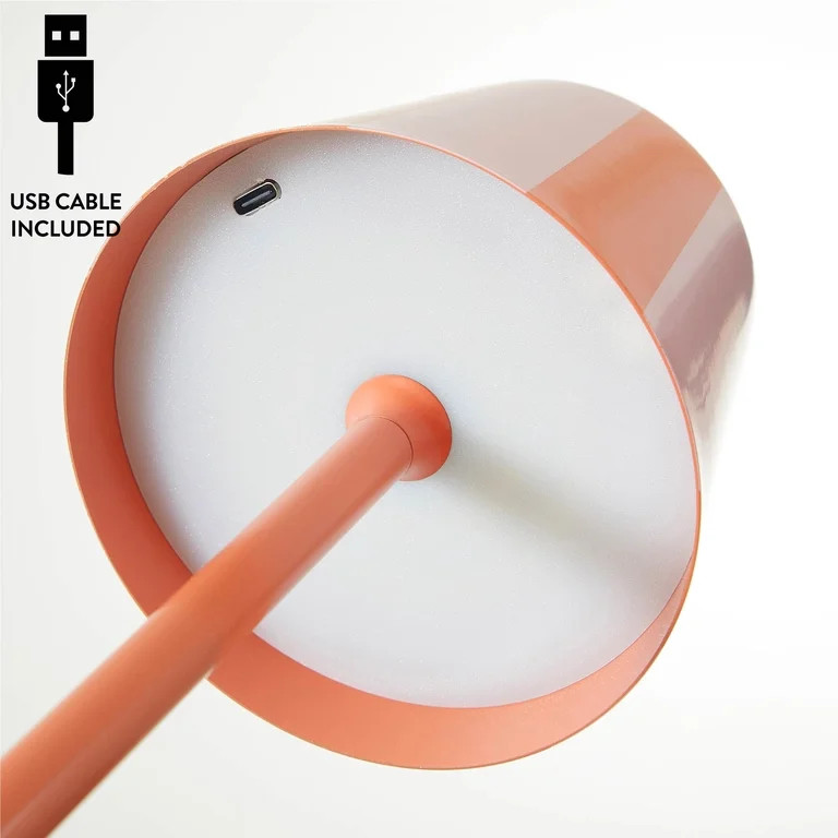 Mainstays 13" Indoor/Outdoor Rechargeable Orange Stripe Table Lamp, 2 Pack | Walmart (US)