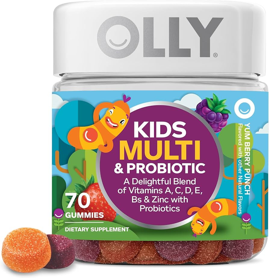 OLLY Kids Multivitamin & Probiotic Gummy, Digestive Support, Vitamins A, D, C, E, B, Zinc, Chewab... | Amazon (US)
