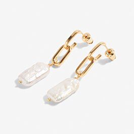 Lumi Pearl Gold Link Earrings | Joma Jewellery